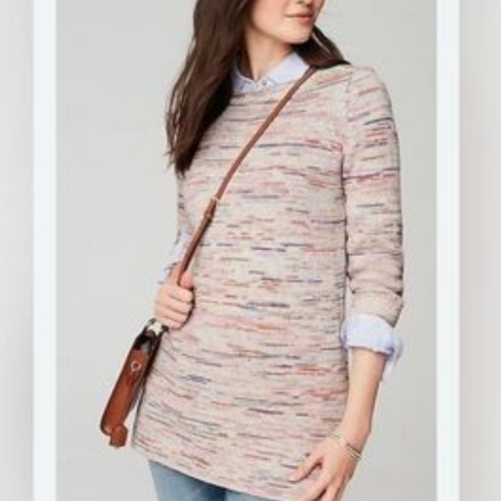 J. Jill Space Dyed Marled Tunic Sweater Peach